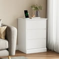 thumbnail image 6 of Nightstand Set of 2 with Charging Station, 3 Drawers Nightstand Modern Bedside Table End Table for Bedroom Living Room, White, 6 of 10