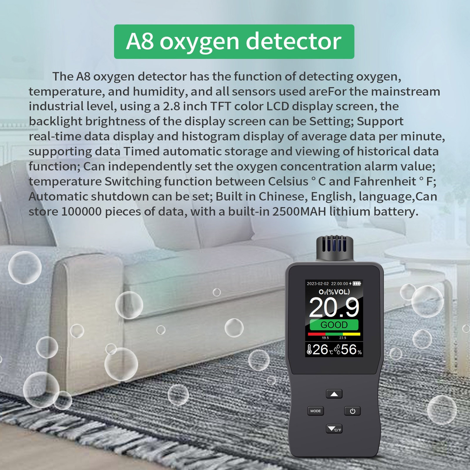 Multiple Function Analyzers Detectors for Oxygens Content and Air Quality Assessment In Various Environment