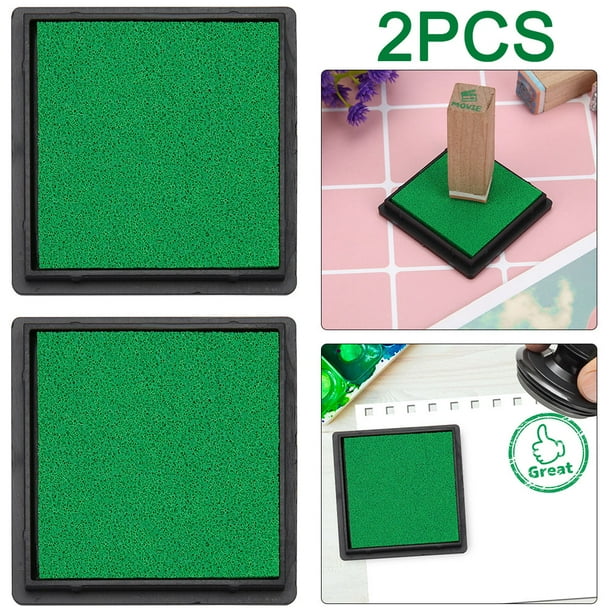 Almohadilla Tinta Cuadrada para Huellas Dactilares Sello Artesanal Papel Tarjetas Álbum Recortes Bricolaje Color Verde 2 Uds.
