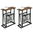 thumbnail image 1 of Gymax 2PCS Industrial End Side Table Nightstand with Mesh Holder Rustic Brown, 1 of 10