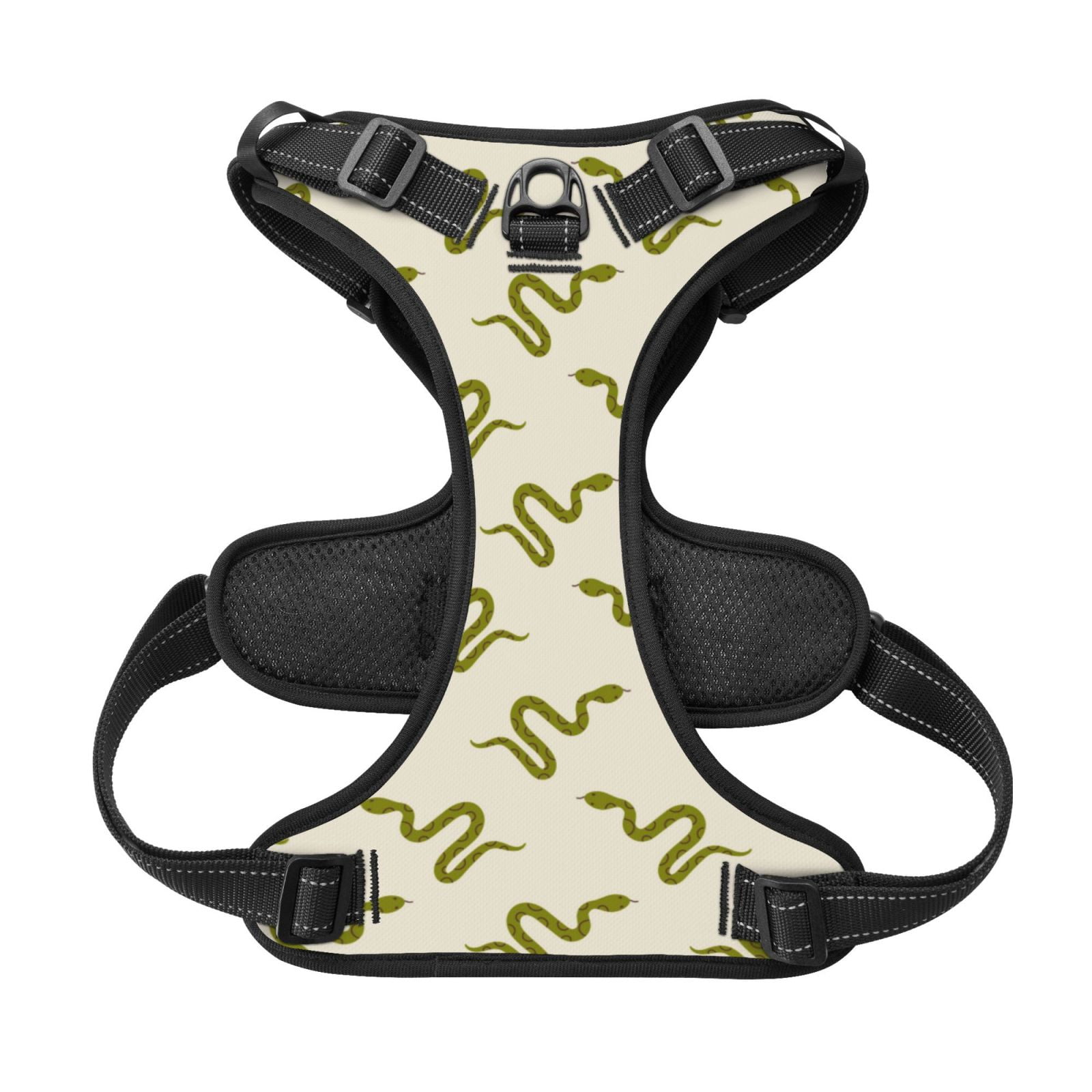 Kdxio Green Snake Print No Pull Dog Harness Adjustable Reflective Oxford Easy Control Medium Large Dog Harness for Training and Everyday-Small