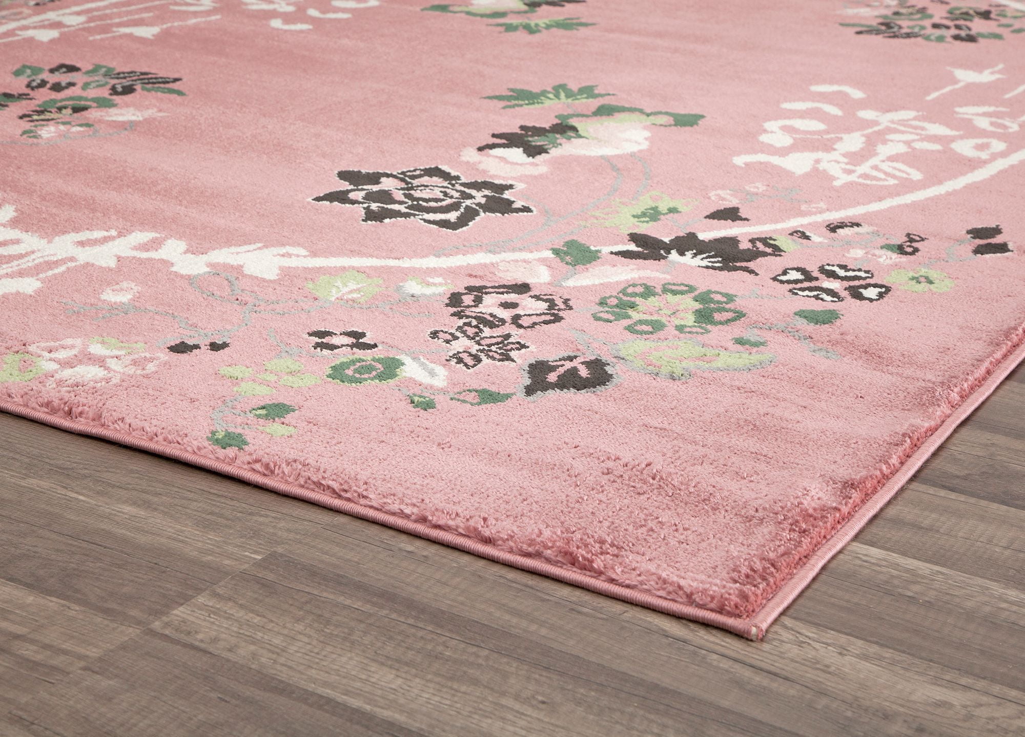Rugs America Hanna VA20C Pink Magnolia Floral Transitional Pink Area Rug, 5'x7'