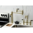 thumbnail image 2 of Kingston Brass KS3707PKL Duchess Two-Handle 1-Hole Deck Mount Pot Filler Faucet in Brushed Brass, 2 of 8