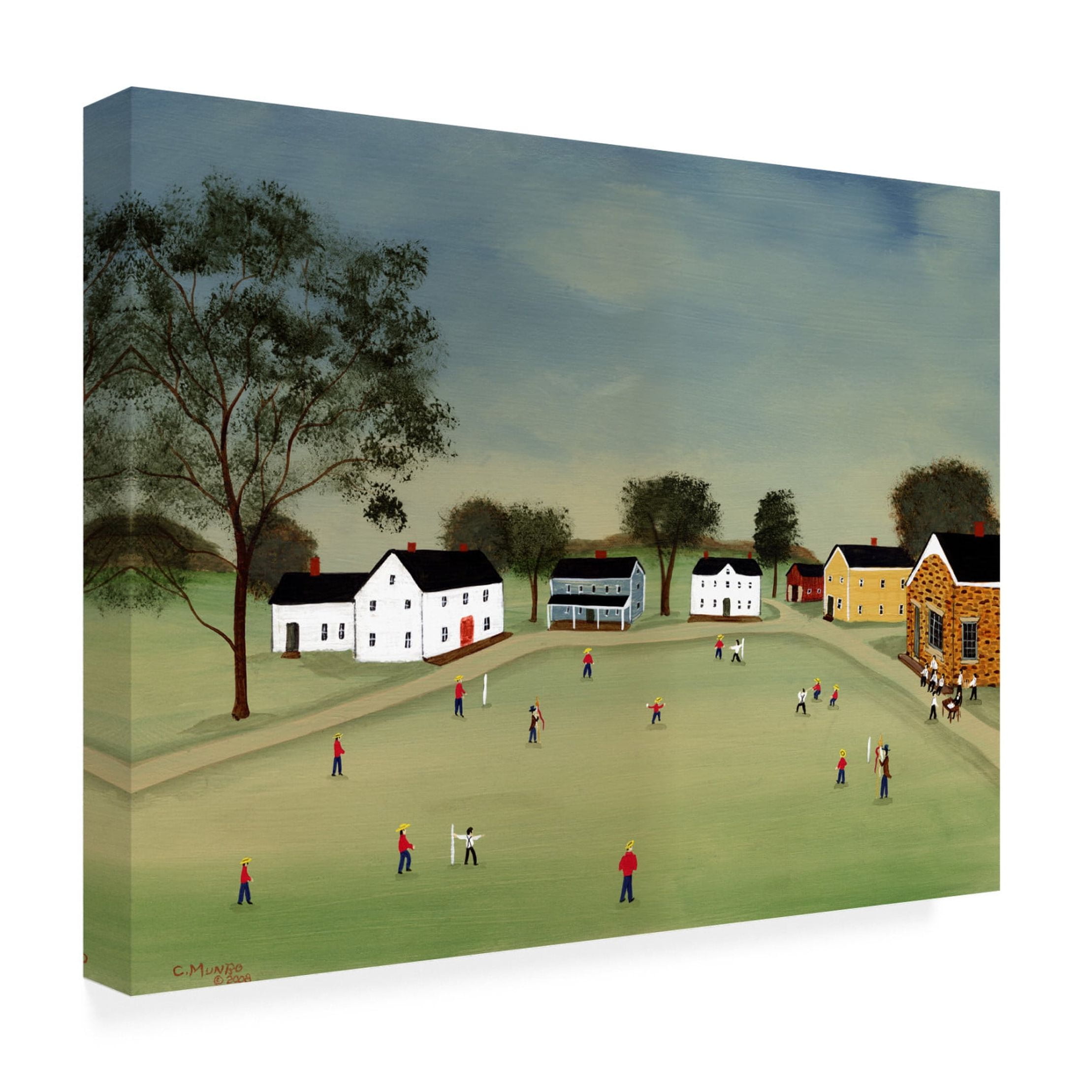 Canvas Wall Art - C Munro 'Town Ball on the Village Green' Wall Art for Living Room, Bedroom, or Office Décor by Trademark Fine Art - 32 x 24 Inches