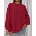thumbnail image 4 of Sudadera PRETTYGARDEN para Mujer Oversized con Cuello Redondo Roja, 4 of 6
