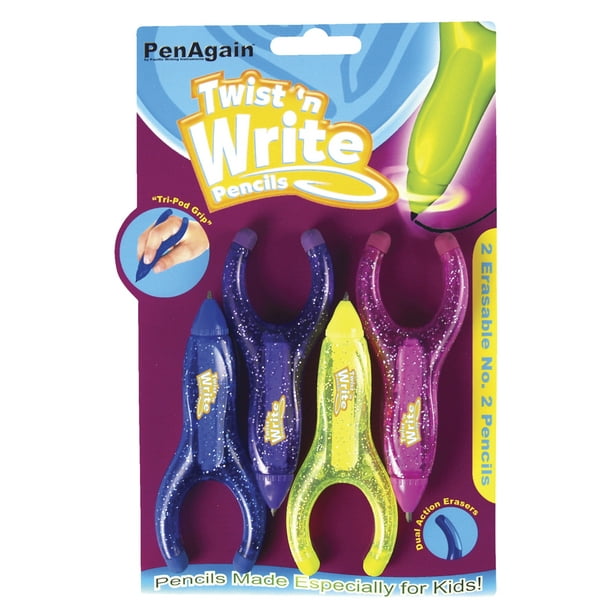 Baumgartens Twist 'n Write Pencil, No. 2, Assorted Colors, 4Count