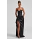 thumbnail image 5 of Vestido de fiesta Woyiam negro satinado con tirantes finos, diseño de sirena, 28 años o más, 5 of 7