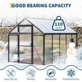 thumbnail image 3 of Senfot 6 x 10ft Walk-in Greenhouse Heavy-Duty Aluminum Frame Polycarbonate Panels Easy Assembly Roof Vent Ground Anchors Sliding Lockable Door for Backyard Black, 3 of 8