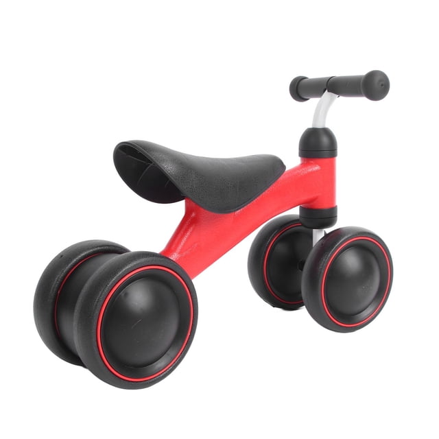 Pedal infantil 4 ruedas bicicleta, cojín rojo suave girando equilibrio flexible de bebé caminante Juguete para al aire libre