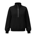 thumbnail image 6 of Hoodies for Women Half Zip Drawstring Solid Color Long Sleeve Pullover Hooded Sweatshirt Winter Casual Sport Tops, 6 of 7