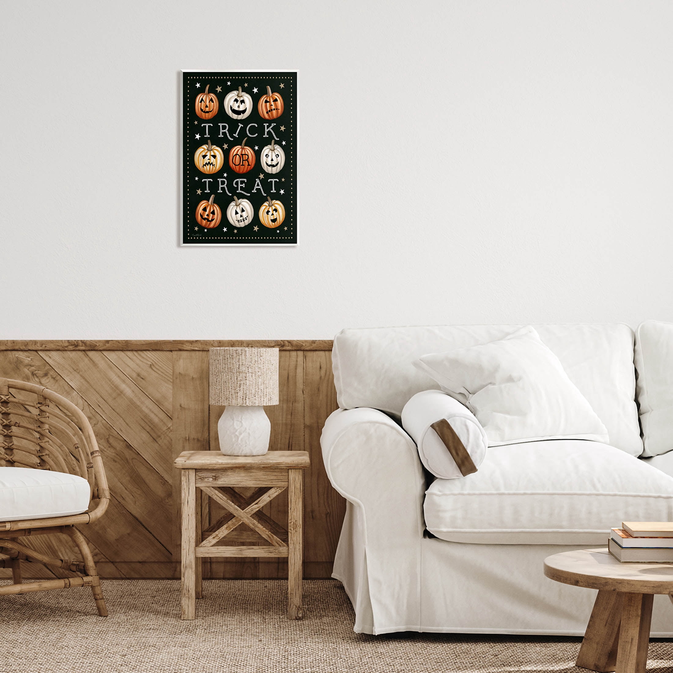 Stupell Industries Trick Or Treat Jack-o-Lanterns Graphic Art Unframed Art Print Wall Art, Design by Elizabeth Tyndall