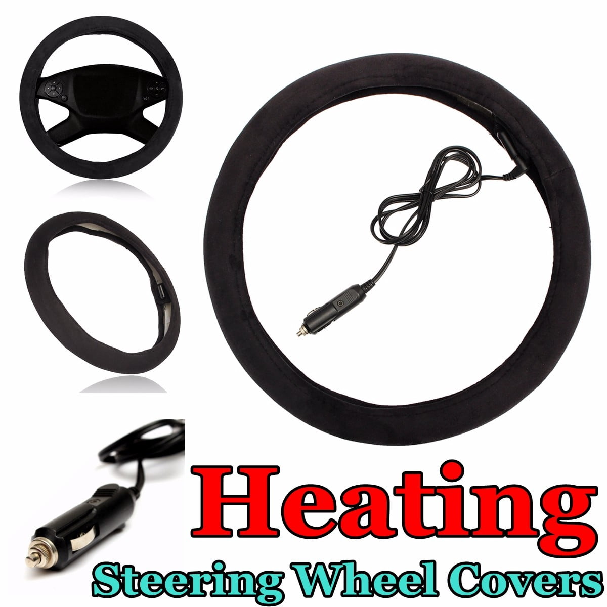 15" Winter Universal 12V Auto Lighter Charger Heated Steering Wheel