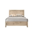 thumbnail image 2 of Wooden Queen Bed with Rectangular Headboard and Rough Hewn Texture, Brown, 2 of 3