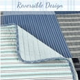 thumbnail image 3 of Navy Klein Blue Plaid Stripe Tartan Patchwork Cotton Queen 3 Piece Reversible Quilt Bedding Set, 3 of 7