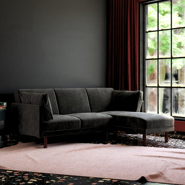 Dhp Clair Coil Sectional Futon Convertible Sofa Bed Couch Black Com - Dhp Emily Sectional Sofa Sleeper Grey Dhp Clair Coil Sectional Futon Convertible Sofa Bed Couch Black Com - Dhp Emily Sectional Sofa Sleeper Grey