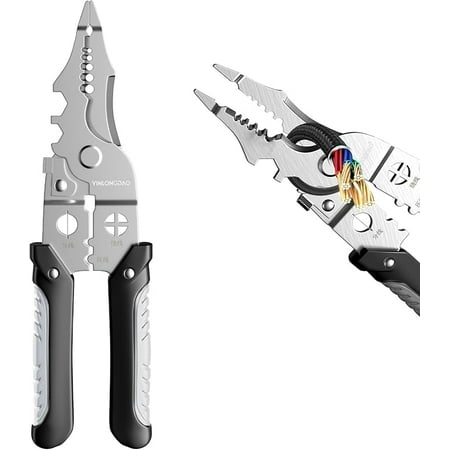 

10-in-1 Multifunctional Wire Stripper Tool 8 inch Wire Crimping Tool Professional Electrical Cable Cutter Pliers for Stripping Cutting and Crimping Gifts for Dad