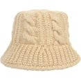 thumbnail image 6 of CoCopeaunts Womens Bucket Hat Solid Color Foldable Floppy Knit Bucket Cap Warm Wide Brim Cable Twist Pattern Fisherman Cap, 6 of 8