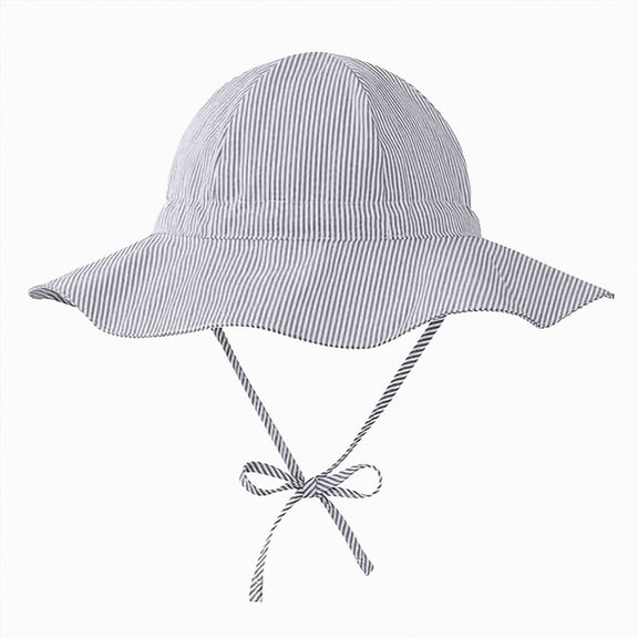 TOWED22 Toddler Baby Summer Soft Breathable Sun-Hat UPF 50 Wide-Brim Bucket-Hats with Chin Band(Navy,4-6 Y)