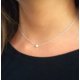 thumbnail image 2 of Delicado collar de gargantilla de plata de ley en capas con un pequeño dije de cuentas de punto redondo para mujer, 2 of 3