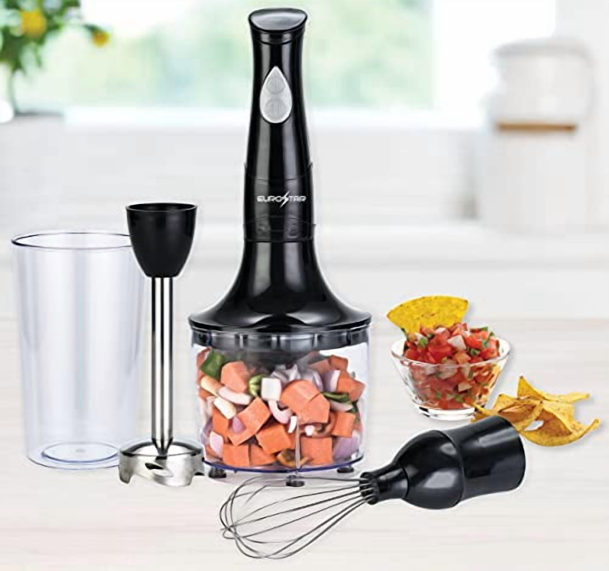 EUROSTAR EH4800BX 2-Speed Hand Blender with Food Chopper & Whisk Attachments, Black