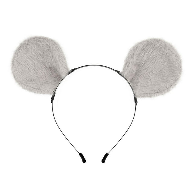 Mouse Serre-Tête Oreilles Déguisement Peluche Coiffe pour Mascarade Jeu de Rôle Vacances Gris