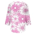thumbnail image 5 of ALLLIST Womens Tops Casual 3/4 Sleeve Notch Neck Floral Pink Printed T-Shirts Loose Button Women Blouses, 5 of 5
