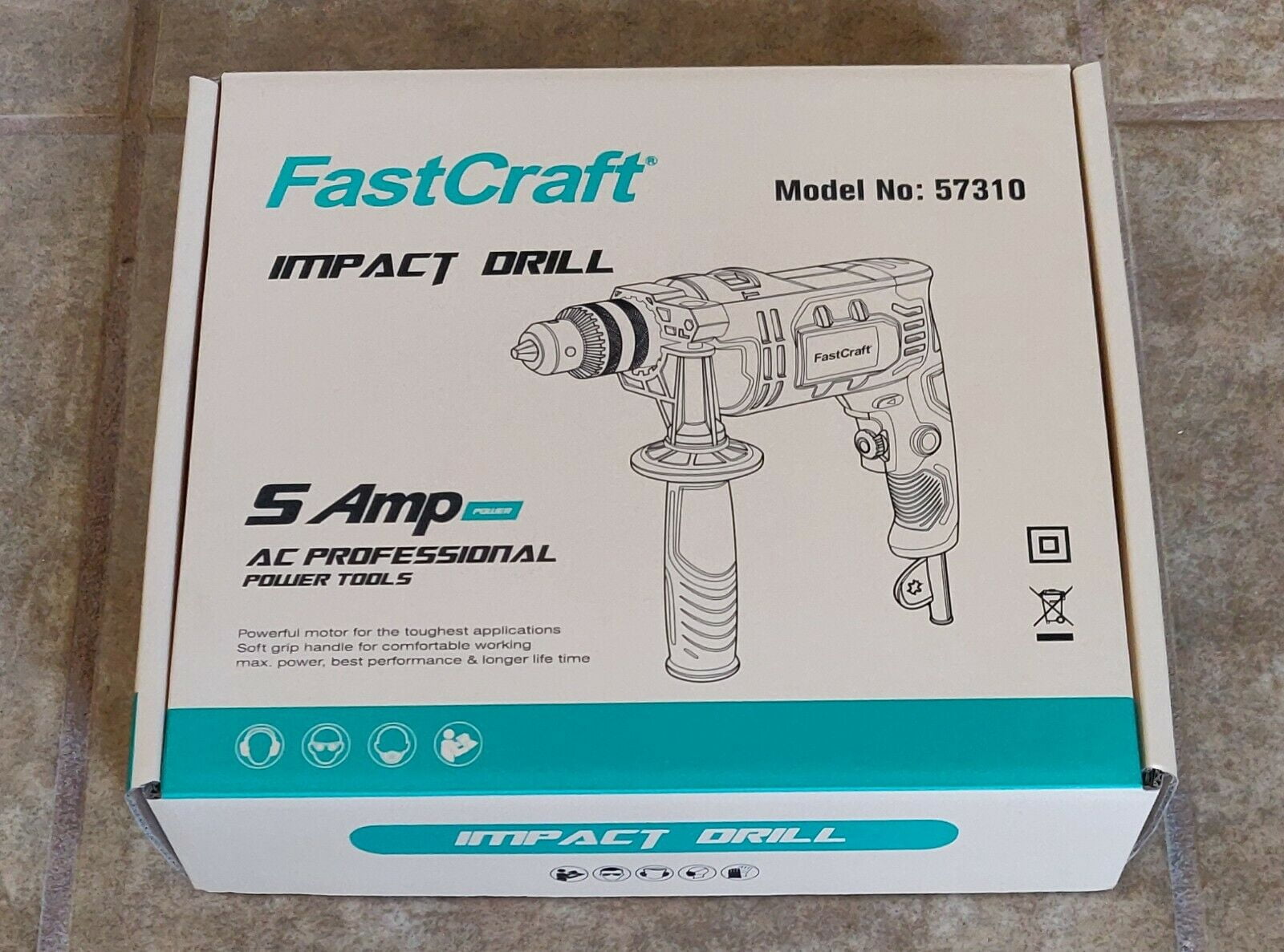 Hammer Drill- FastCraft Impact Drill Driver PRO 9A PEAK POWER 1/2-inch Chuck 0-2800RPM Dual Switch Drilling Driving, 360 Degree Rotating, 43mm Drill Collar 104pc Bit Set