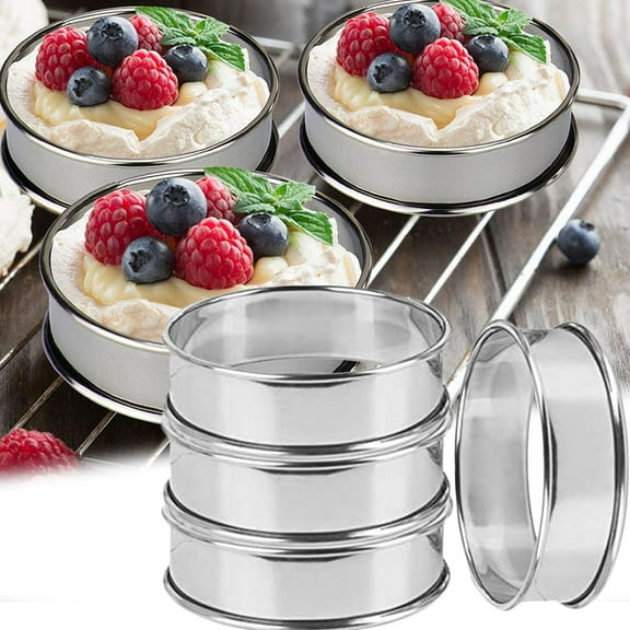 Visland 4PCS Muffin Rings Crumpet Rings, Stainless Steel Muffin Rings Molds Double Rolled Tart Rings Circular Round Tart Rings for Home Food Baking Tool, 3.15 Inch