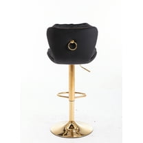 LiviNest Adjustable Swivel Bar Stools: Modern Upholstered Counter Height Stools with Ring Handle - Black & Gold Kitchen Island Stools for Small Apartments & Home Bars