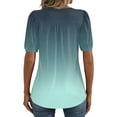 thumbnail image 5 of IYYVV Shirts For Women Puff Short Sleeve Pleated Dressy Casual Scooped Neck Summer Tops Blouses Fashion Clothes 2024 Cyan L, 5 of 6