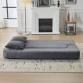thumbnail image 3 of Jopath 75'' Convertible Futon Sofa Bed, Foldable Mattress Sofa Couch with Pillow Back & Armrest, Faux Fur Floor Couch Lounge Sleeper Sofa Bed for Living Room/Bedroom,No Assembly Required,Gray, 3 of 9