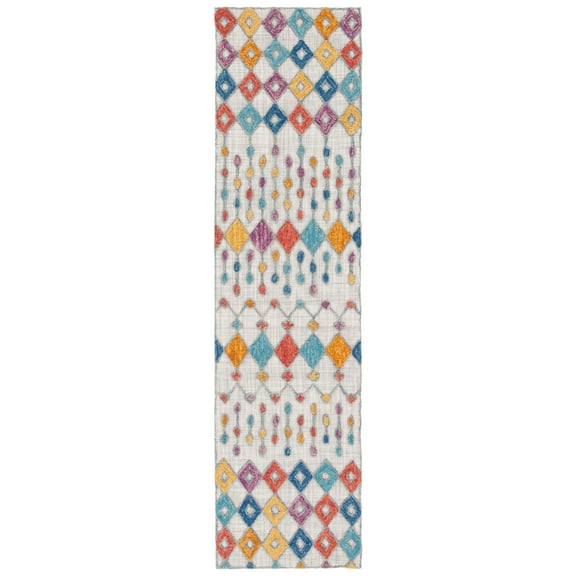 SAFAVIEH Aspen Winfred Geometric Runner Rug, Light Grey/Blue, 2'3" x 9'