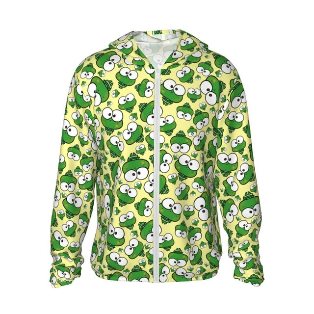 Cauagu Cartoon Frogs for Sun Protection Hoodie for Men and Women, Long Sleeve Rash Guard Fishing Running Quick Dry Lightweigh-Large