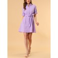 thumbnail image 6 of MODA NOVA Juniors Casual Short Sleeve Solid Color Button Down Shirt Dress, 6 of 7