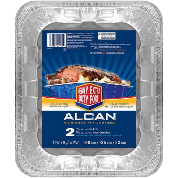 Alcan™ Premium Plat Mi-Format pour Chauffe-Plat Plat à Rôtir Plat en Aluminium, 2 Plats
