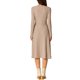 thumbnail image 3 of Vestidos de punto INSPIRE CHIC para mujer, vestido midi de canalé con profundo escote en V, manga larga, envolvente, corte A, talla L, color caqui, 3 of 5