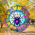 A 2D flat circular iron wind chime with a spider pattern. Beautiful ...