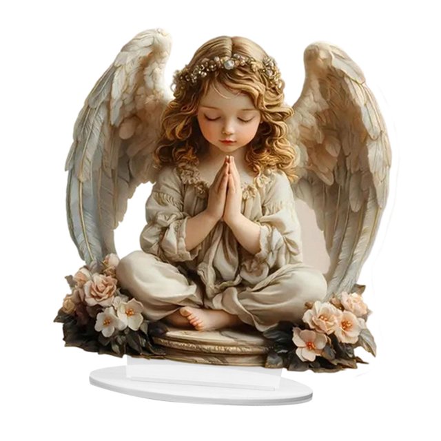 Centro de mesa decorativo con escena de arte 2D, atractiva artesanía artística estética con Ángel de 20 cm