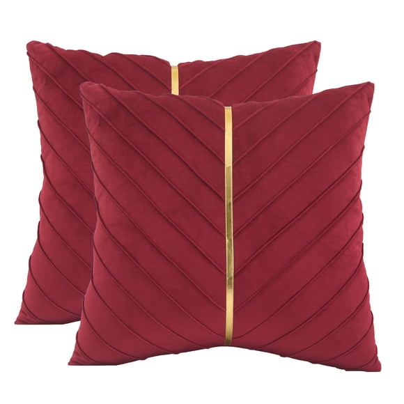 Funda de almohada decorativa Tosleo 50 x 50 cm, terciopelo dorado, paquete 2