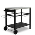 thumbnail image 3 of Stainless Steel Flattop Grill Cart, Movable BBQ Trolley Food Prep Cart, Multifunctional Worktable Island with Two Wheels, Hooks, 3 of 13