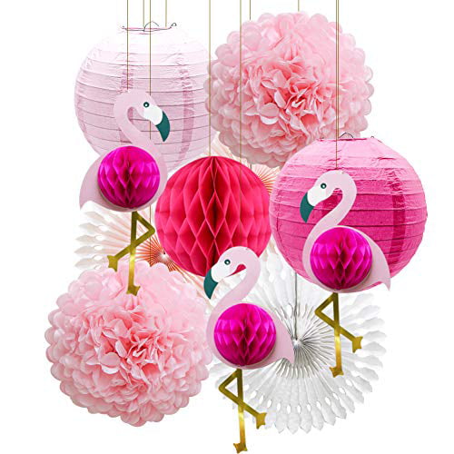 Evance 22 Pezzi Summer Party Decoration Kit Tissue Ananas Paper Pom Poms Flowers Tissue Paper Fan Flamingo Ananas Banners for Hawaiian Summer Luau Party Party Set