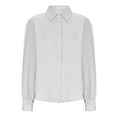 thumbnail image 6 of Sakmal Button Down Blouses Women White Fall Shirts Collared Long Sleeve Solid Blouses for Women, 6 of 9