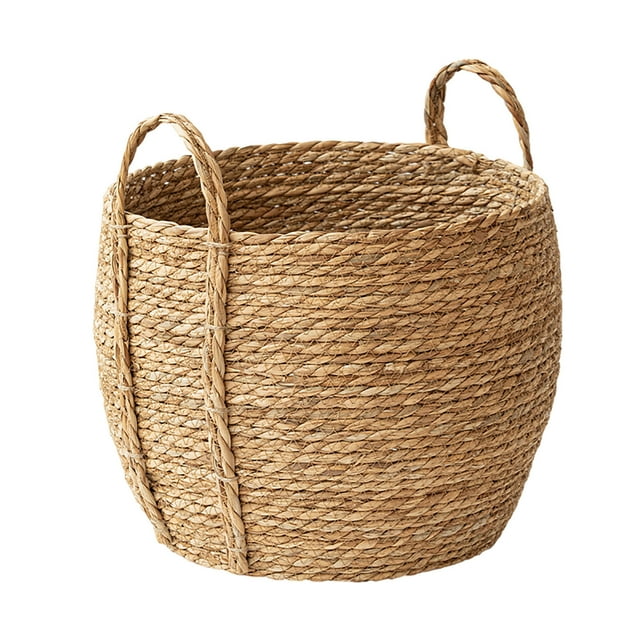 Pot de Fleurs en Herbe de Mer Pot de Fleurs Tissé Style Campagnard avec Poignée Robuste Rangement Décoratif Naturel Convient pour Hôtel Café Maison Supports de Fleurs pour Intérieur avec Roues Ensemble de Supports de Pots de Fleurs d'Intérieur Métal