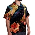 thumbnail image 2 of Crow Men's Short Sleeve Spread Collar Tops, Casual Button Down Shirts, Printed Summer Beach Shirts, Unisex, 2 of 6