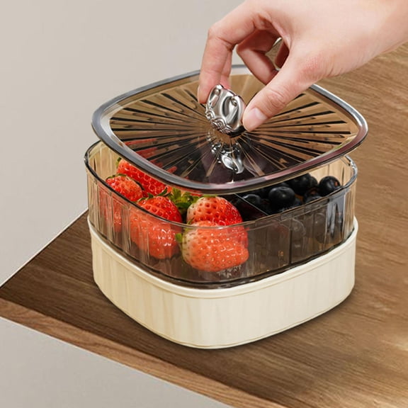 Tongina Divided Serving Tray Snack Fruit Plate Compartments Snack Tray Snack Platter for Party Wedding Entertaining Dried Fruits Nuts 2 double layer