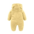 thumbnail image 4 of Baby Snowsuit Newborn Winter Hooded Romper Fleece Snowsuit Baby Jumpsuit Cartoon Bear Winter Coat for Girls and Boys Yellow 3-6 Months, 4 of 6