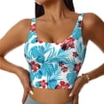 thumbnail image 2 of Haiem Hawaiian Style Pattern Womens Sports Bra - U Neck Padded Low Impact Yoga Bra Workout Crop Top Gym Moisture-Wicking Workout Vest -Small, 2 of 9