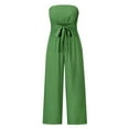 thumbnail image 6 of ZAZYULZ Resort Wear for Women Elegant And Casual Women's Strapless Sleeveless Wide Leg Jumpsuit With Tie Belt(Green,L), 6 of 6