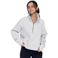 thumbnail image 4 of Womens Sweatshirts Half Zip Cropped Pullover Fleece Quarter Zipper Hoodies Fall outfits Clothes Thumb Hole, 4 of 11