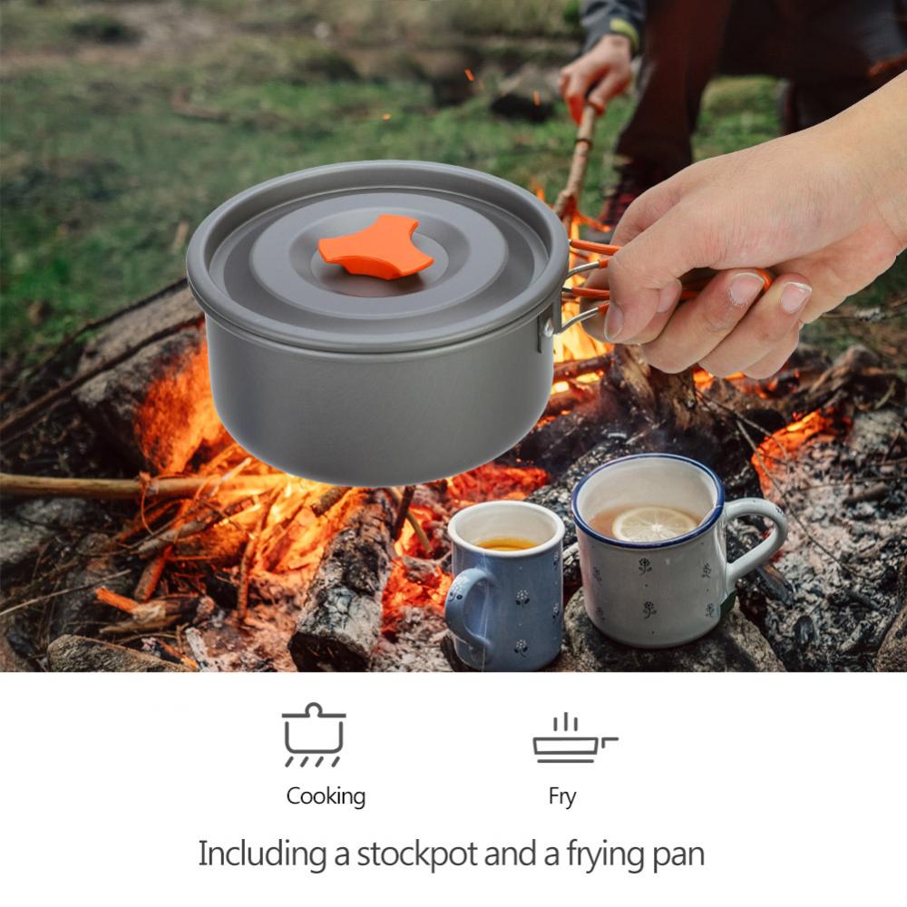Tebru AOTU 8pcs Cookware Travel Outdoor Camping Hiking Cooking Picnic